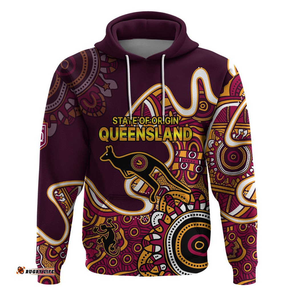 queensland rugby hoodie state of origin go maroons indigenous tribal