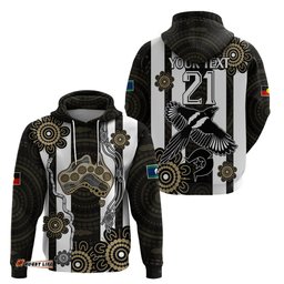 custom text and number naidoc collingwood football hoodie proud to be magpies aboriginal version