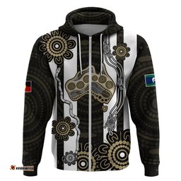 custom text and number naidoc collingwood football hoodie proud to be magpies aboriginal version