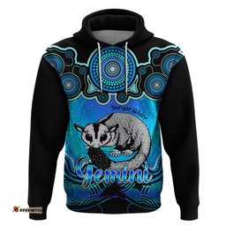 personalised australia gemini sugar gilder zodiac hoodie auz astrology aboriginal aqua