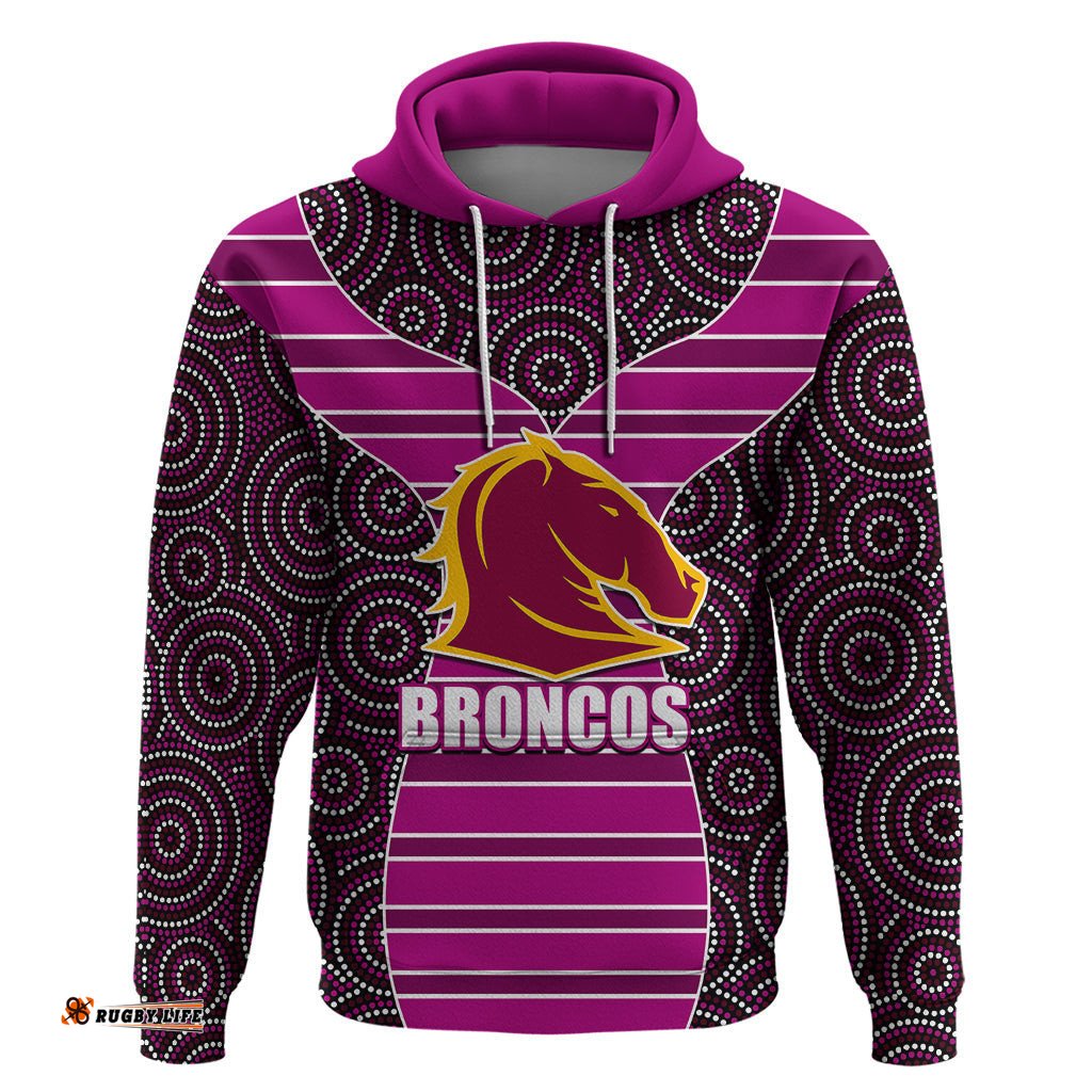nrl boncos hoodie mix dot aboriginal pink version