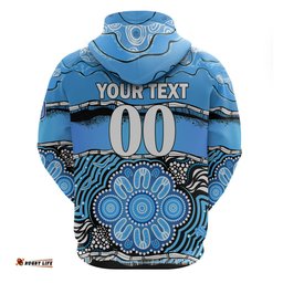 custom text and number blues rugby aboriginal hoodie new south wales state of origin