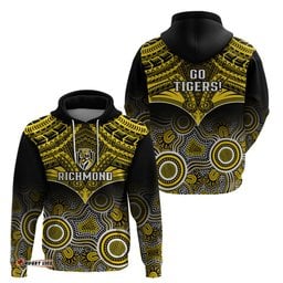 richmond football hoodie tigers aboriginal mix polynesian pattern