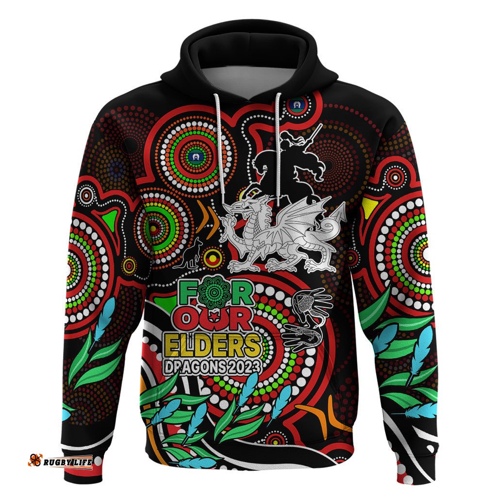 custom dragons rugby aboriginal art hoodie naidoc indigenous tribal