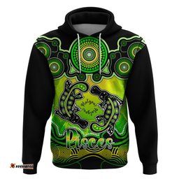 personalised australia pisces platypus zodiac hoodie auz astrology aboriginal green