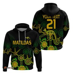 custom text and number australia soccer hoodie matildas world cup with kangaroo