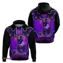 personalised australia cancer koala zodiac hoodie auz astrology aboriginal purple