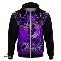 personalised australia cancer koala zodiac hoodie auz astrology aboriginal purple