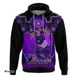 personalised australia cancer koala zodiac hoodie auz astrology aboriginal purple