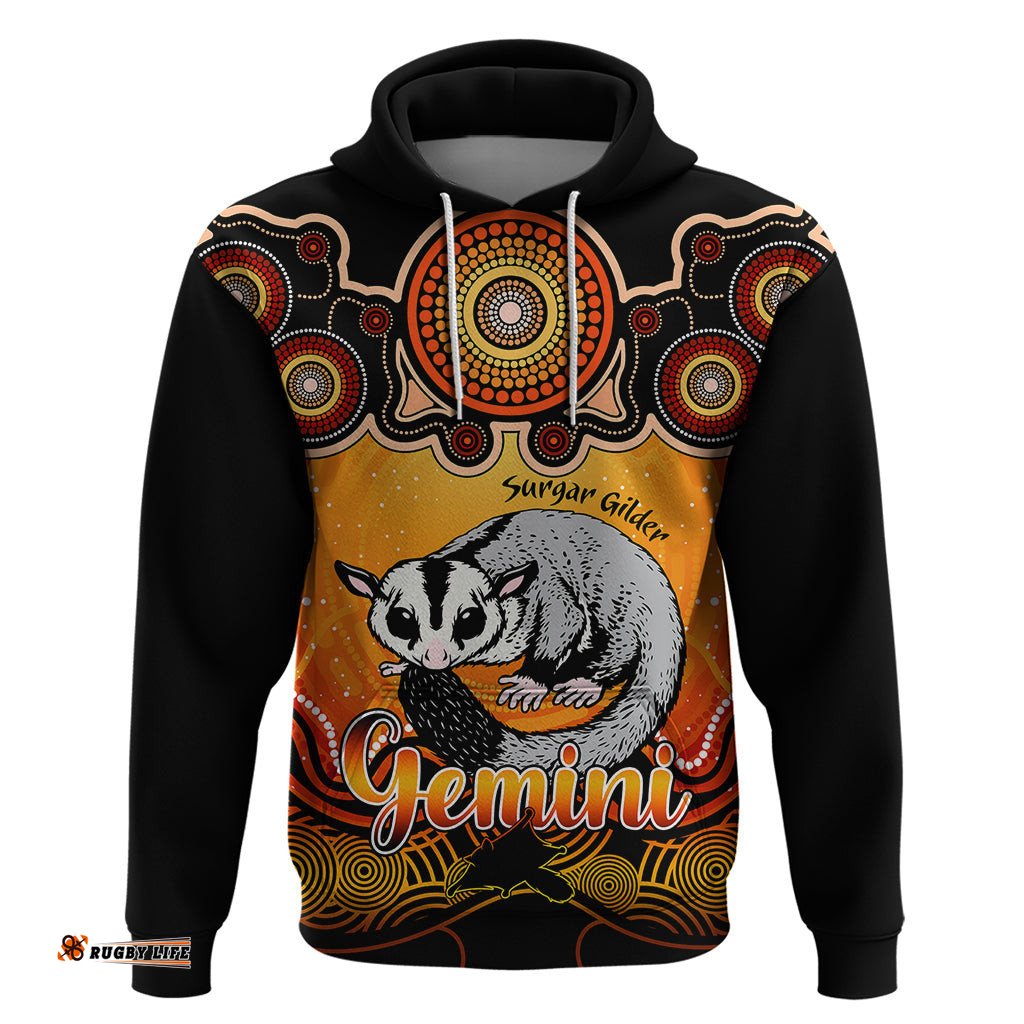 personalised australia gemini sugar gilder zodiac hoodie auz astrology aboriginal red
