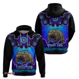 personalised australia taurus wombat zodiac hoodie auz astrology aboriginal blue