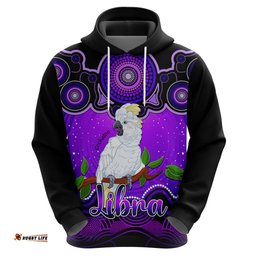personalised australia libra cockatoo zodiac hoodie auz astrology aboriginal purple