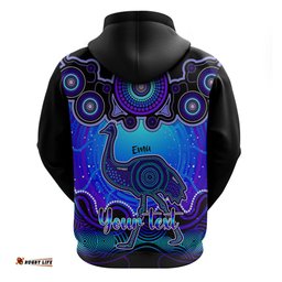 personalised australia aquarius emu zodiac hoodie auz astrology aboriginal blue