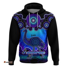 personalised australia aquarius emu zodiac hoodie auz astrology aboriginal blue
