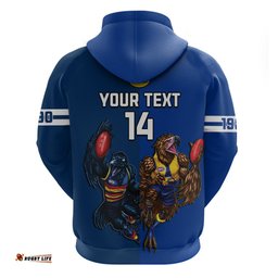 personalised eagles and crows football hoodie west coast mix adelaide sporty version