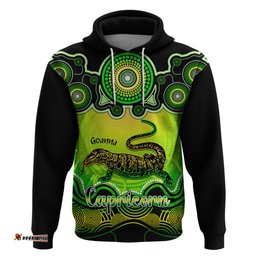 personalised australia capricorn goanna zodiac hoodie auz astrology aboriginal green