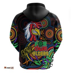 roosters rugby aboriginal art hoodie naidoc indigenous tribal