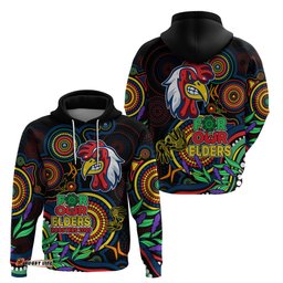 roosters rugby aboriginal art hoodie naidoc indigenous tribal