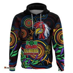 roosters rugby aboriginal art hoodie naidoc indigenous tribal