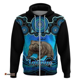 personalised australia taurus wombat zodiac hoodie auz astrology aboriginal aqua