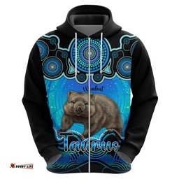 personalised australia taurus wombat zodiac hoodie auz astrology aboriginal aqua