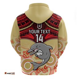 personalised dolphins rugby hoodie aboriginal mix polynesian pattern