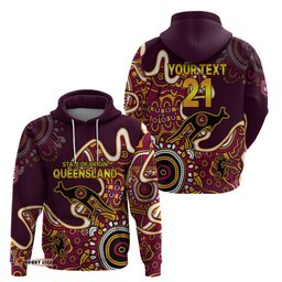custom text and number queensland rugby hoodie state of origin go maroons indigenous tribal