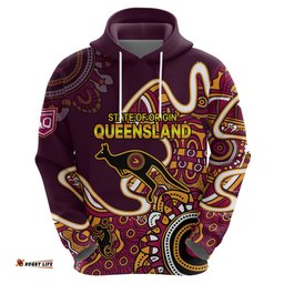 custom text and number queensland rugby hoodie state of origin go maroons indigenous tribal