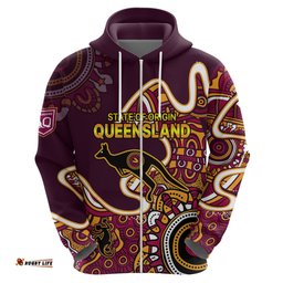 custom text and number queensland rugby hoodie state of origin go maroons indigenous tribal