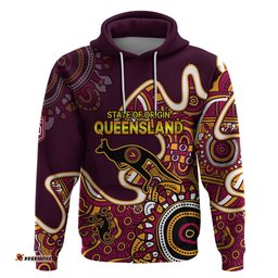 custom text and number queensland rugby hoodie state of origin go maroons indigenous tribal