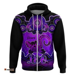 personalised australia leo lizard zodiac hoodie auz astrology aboriginal purple