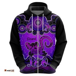 personalised australia leo lizard zodiac hoodie auz astrology aboriginal purple