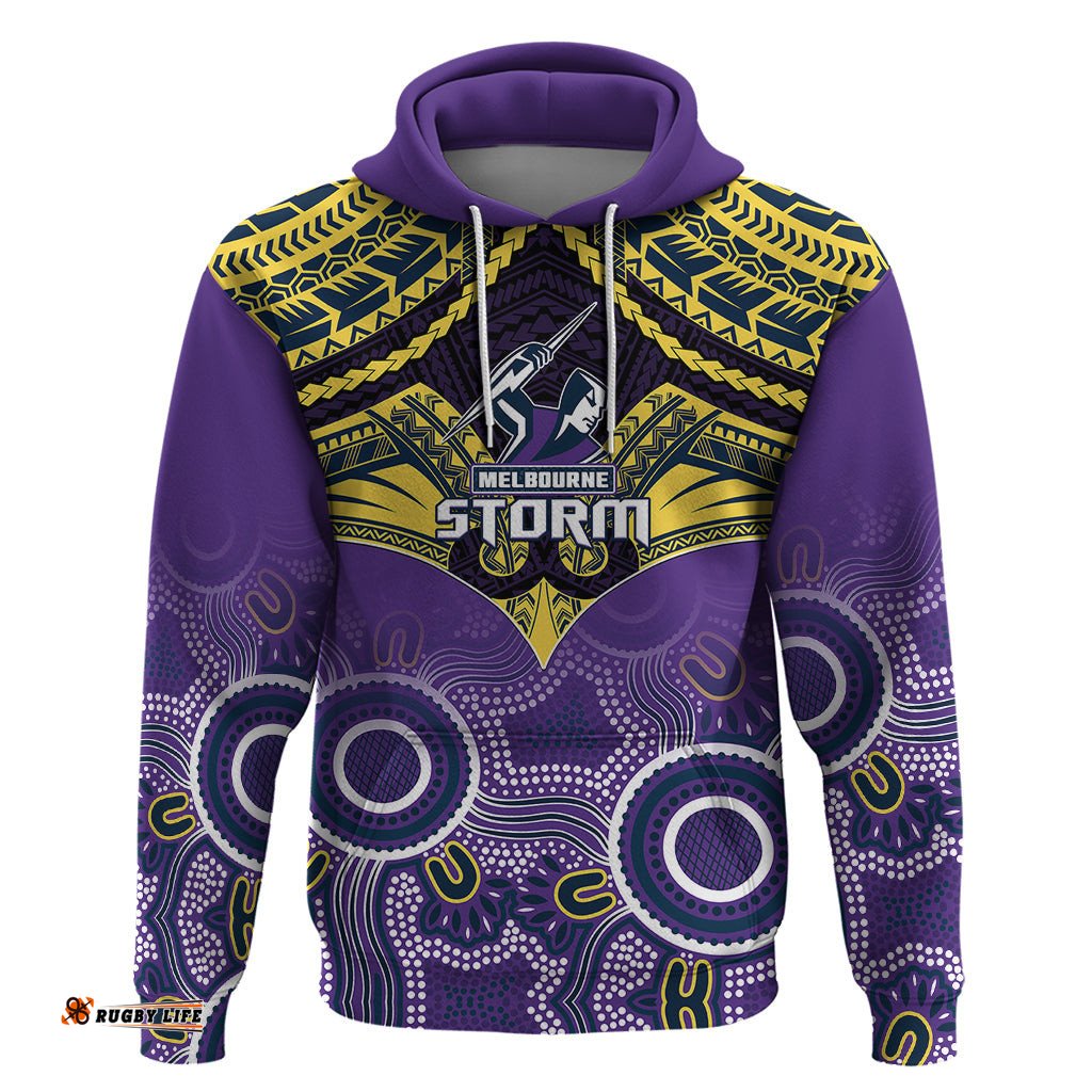storm rugby hoodie go melbourne aboriginal mix polynesian pattern