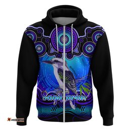 personalised australia sagittarius kookaburra zodiac hoodie auz astrology aboriginal blue