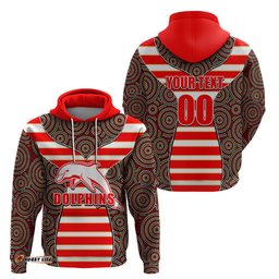 nrl dolphins hoodie mix dot aboriginal