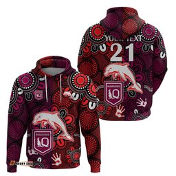 custom text and number nrl dolphins combine queensland origin hoodie indigenous aboriginal style