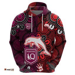 custom text and number nrl dolphins combine queensland origin hoodie indigenous aboriginal style