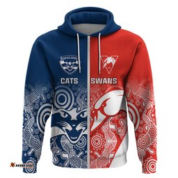 personalised swans and cats football hoodie sydney mix geelong indigenous