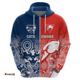 personalised swans and cats football hoodie sydney mix geelong indigenous