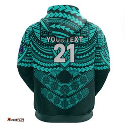 custom matildas soccer hoodie polynesian and aboriginal turquoise vibe