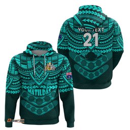 custom matildas soccer hoodie polynesian and aboriginal turquoise vibe