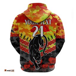 custom text and number panthers rugby anzac hoodie lest we forget