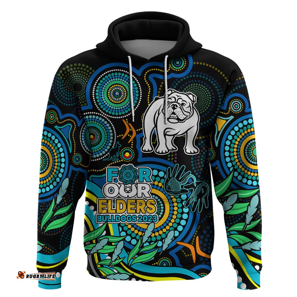 bulldogs rugby aboriginal art hoodie naidoc indigenous tribal