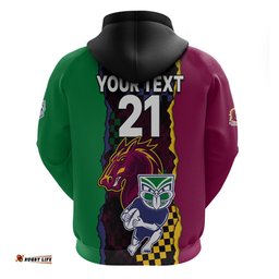 custom text and number nrl combine warriors and broncos hoodie sporty style
