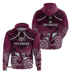 sea eagles rugby hoodie aboriginal mix polynesian pattern