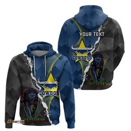 personalised panthers and cowboys rugby hoodie sporty version