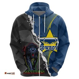 personalised panthers and cowboys rugby hoodie sporty version