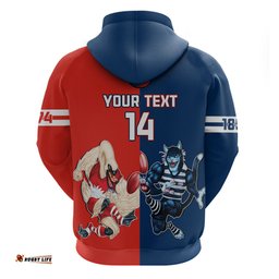 personalised swans and cats football hoodie sydney mix geelong sporty version