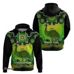 personalised australia aquarius emu zodiac hoodie auz astrology aboriginal green