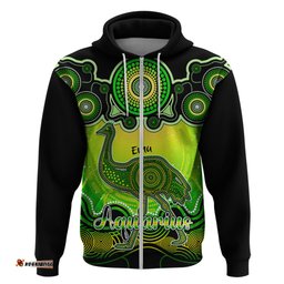 personalised australia aquarius emu zodiac hoodie auz astrology aboriginal green